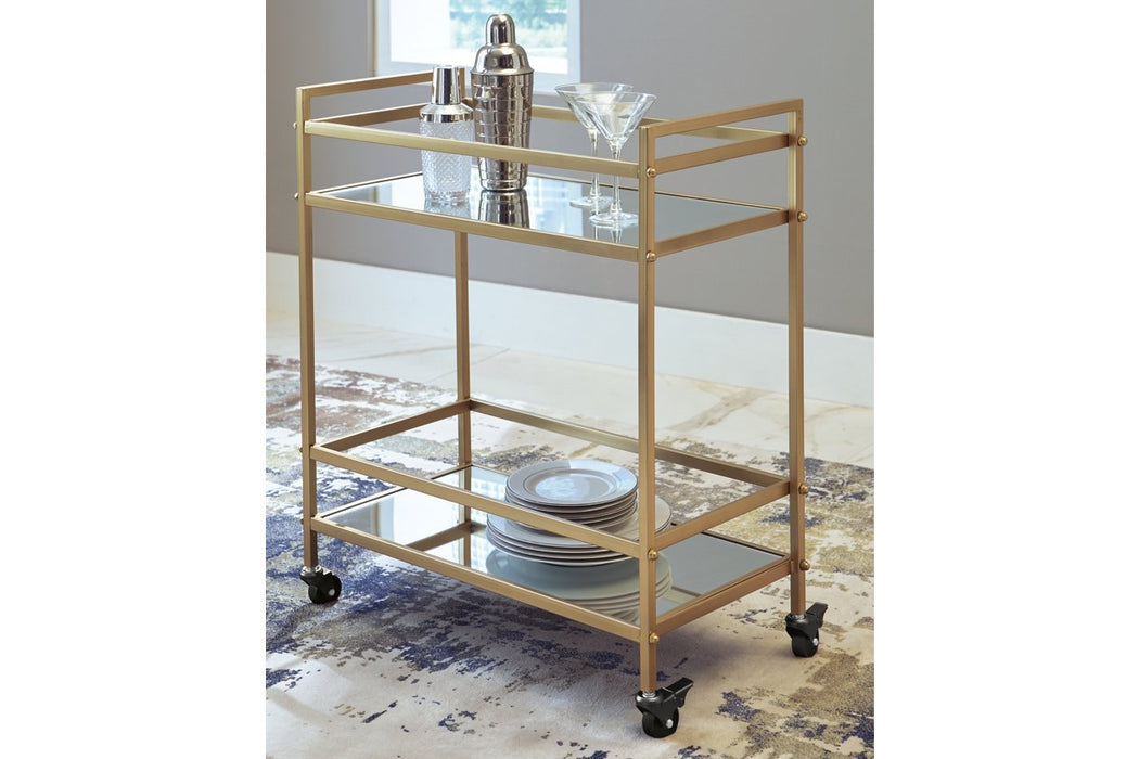 Kailman Gold Finish Bar Cart - A4000095 - Lara Furniture