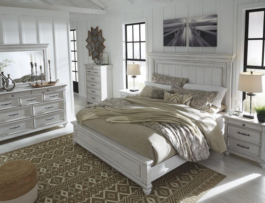 Kanwyn Whitewash King Panel Bed - Lara Furniture