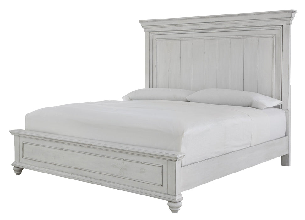 Kanwyn Whitewash King Panel Bed - Lara Furniture