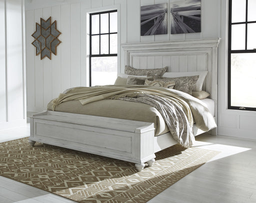 Kanwyn Whitewash King Panel Storage Bed - Lara Furniture