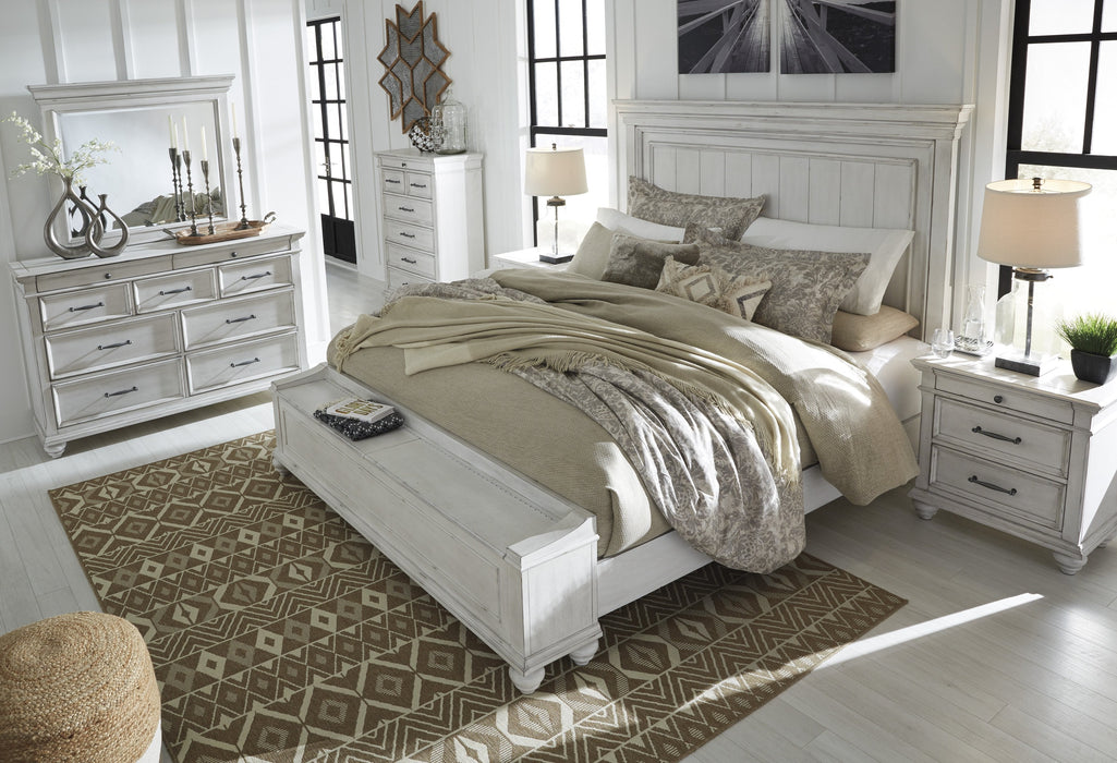 Kanwyn Whitewash King Panel Storage Bed - Lara Furniture