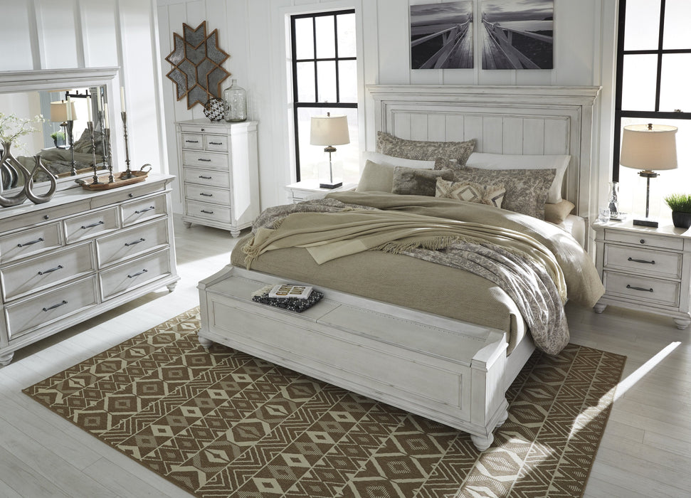 Kanwyn Whitewash King Panel Storage Bed - Lara Furniture