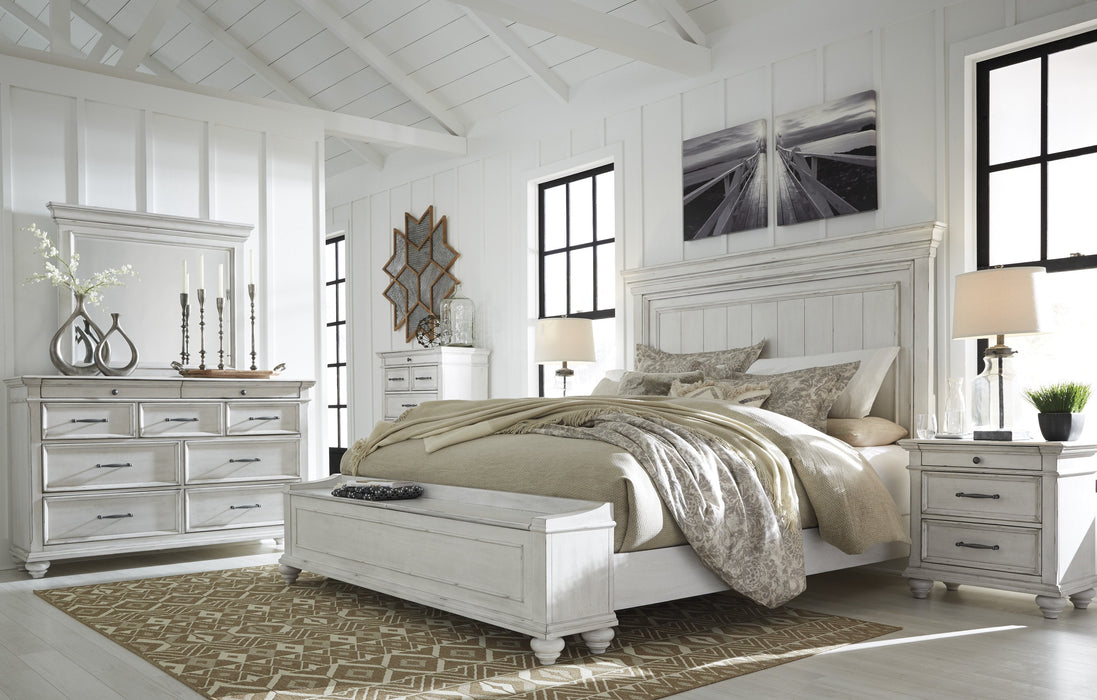 Kanwyn Whitewash King Panel Storage Bed - Lara Furniture