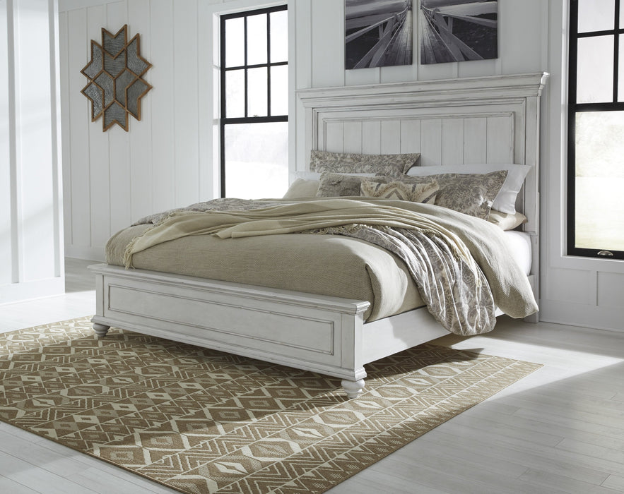 Kanwyn Whitewash Queen Panel Bed - Lara Furniture