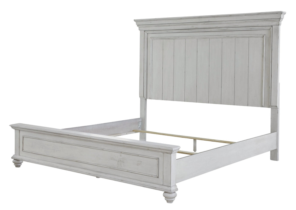 Kanwyn Whitewash Queen Panel Bed - Lara Furniture