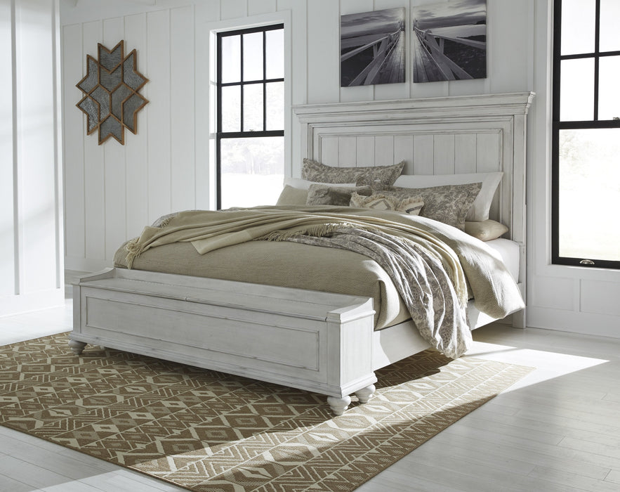 Kanwyn Whitewash Queen Panel Storage Bed - Lara Furniture