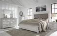 Kanwyn Whitewash Queen Upholstered Panel Bed - Lara Furniture