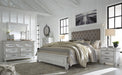 Kanwyn Whitewash Queen Upholstered Panel Bed - Lara Furniture