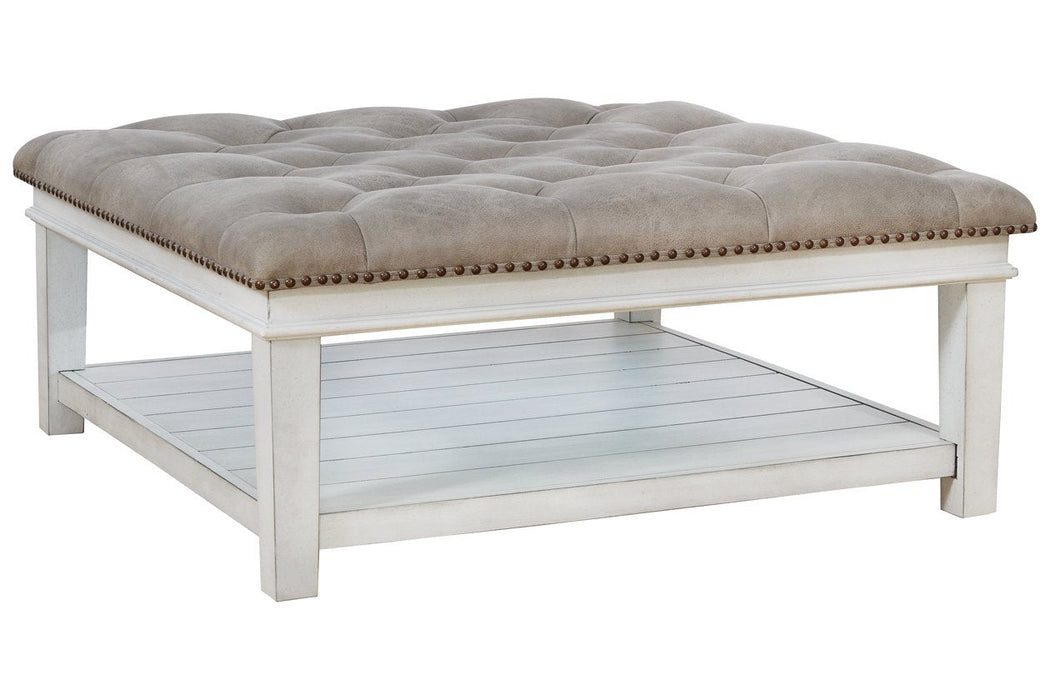 Kanwyn Whitewash Upholstered Ottoman Coffee Table - T937-21 - Lara Furniture