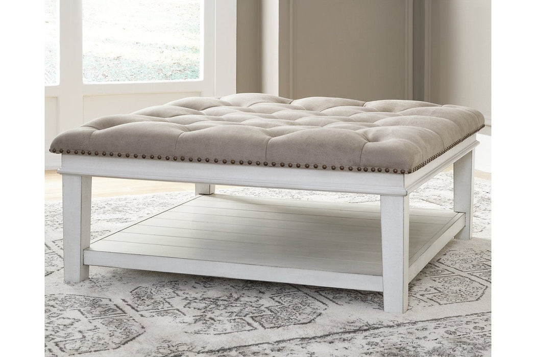 Kanwyn Whitewash Upholstered Ottoman Coffee Table - T937-21 - Lara Furniture