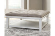 Kanwyn Whitewash Upholstered Ottoman Coffee Table - T937-21 - Lara Furniture