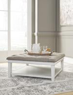 Kanwyn Whitewash Upholstered Ottoman Coffee Table - T937-21 - Lara Furniture