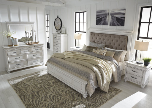 Kanwyn Whitewash Upholstered Panel Bedroom Set - Lara Furniture