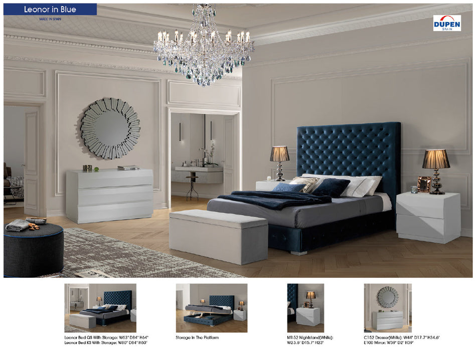 Leonor Blue Bed W/Storage Queen - i29059 - Lara Furniture