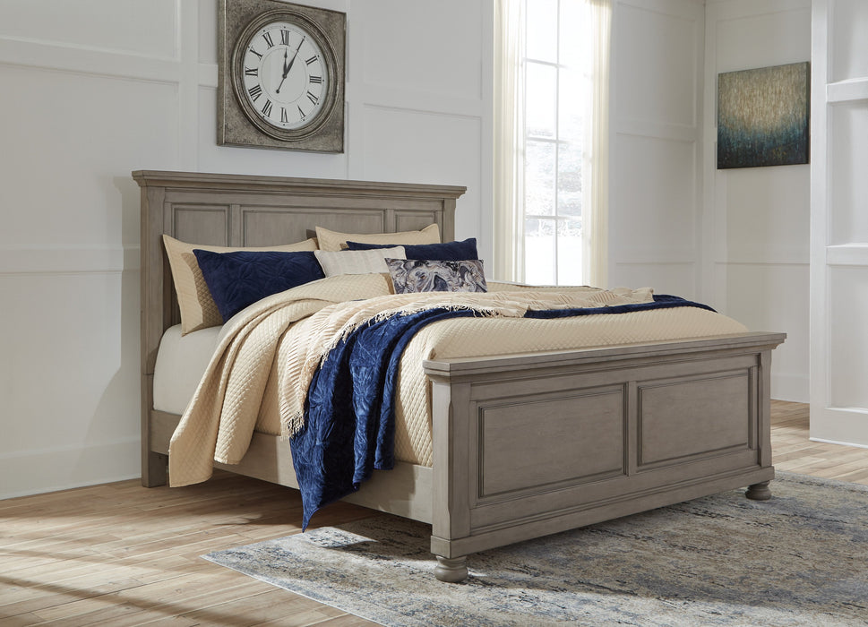 Lettner Light Gray King Panel Bed - Lara Furniture