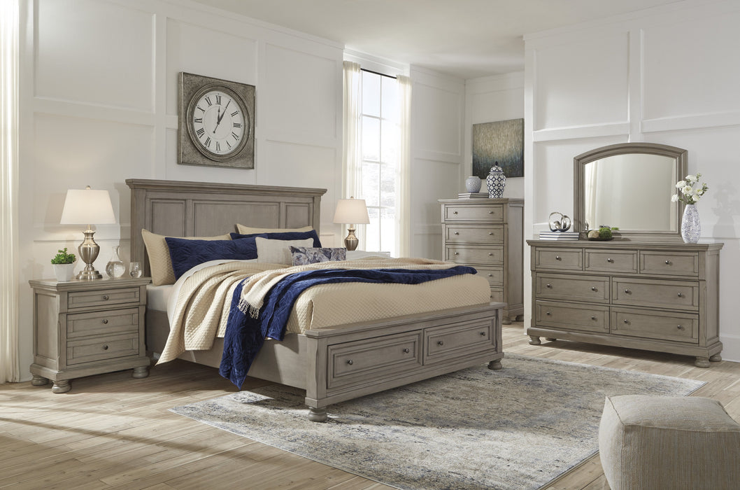 Lettner Light Gray Storage Platform Bedroom Set - Lara Furniture