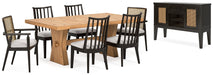 Light Brown Galliden Dining Table and 6 Chairs with Storage - PKG017106