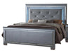 Lillian Silver LED King Panel Bed - Lara Furniture