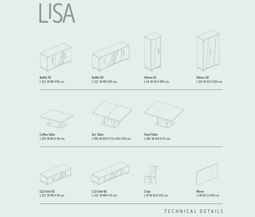 Lisa Dining Room, Italy Set - Lara Furniture