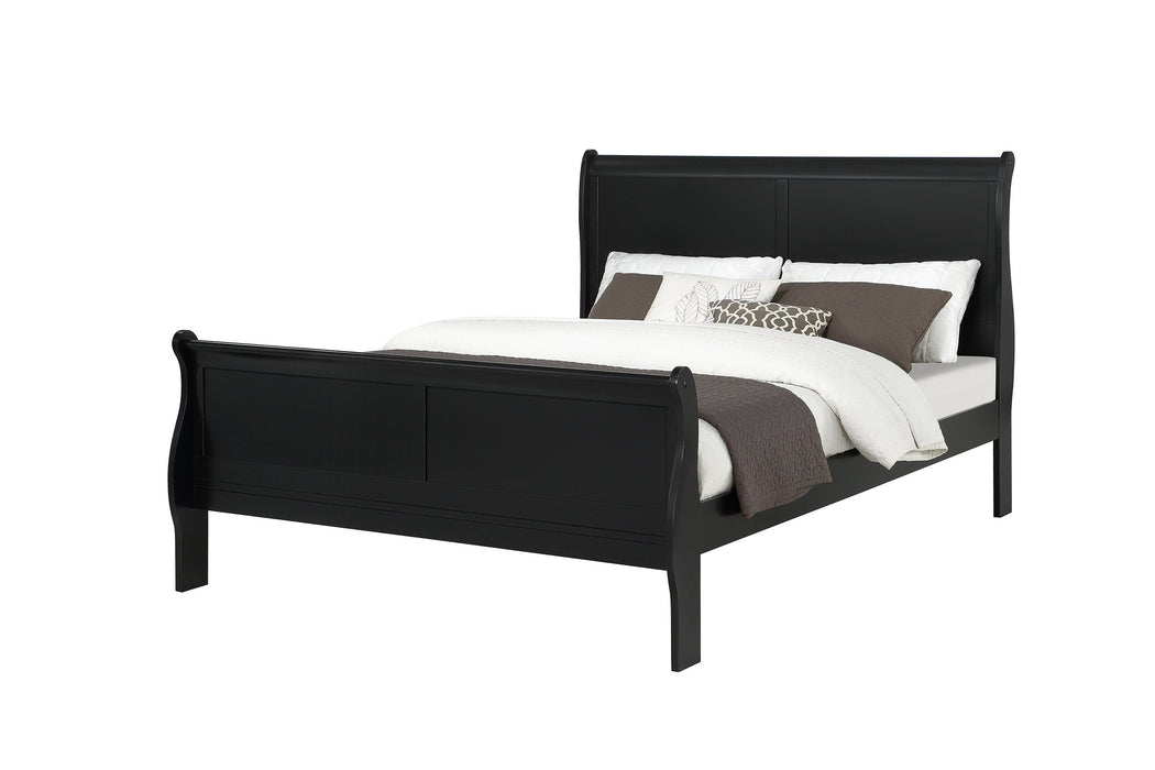  Louis Philip Black Sleigh Bedroom Set - Lara Furniture