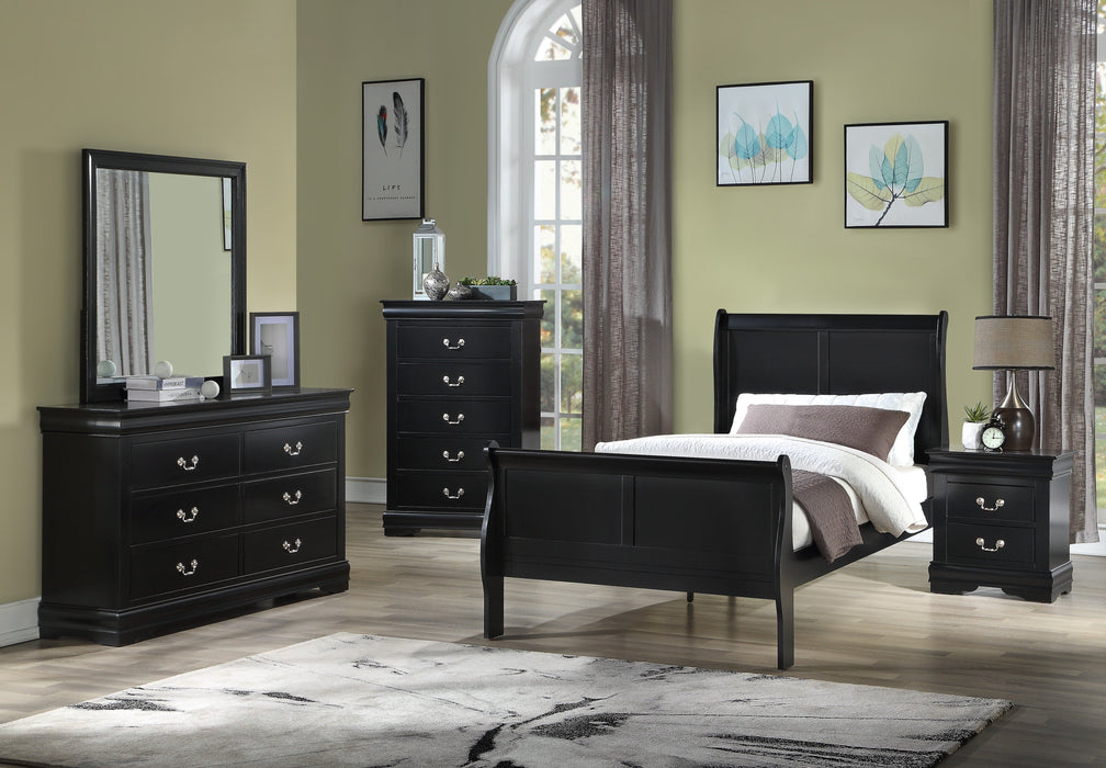  Louis Philip Black Youth Sleigh Bedroom Set - Lara Furniture