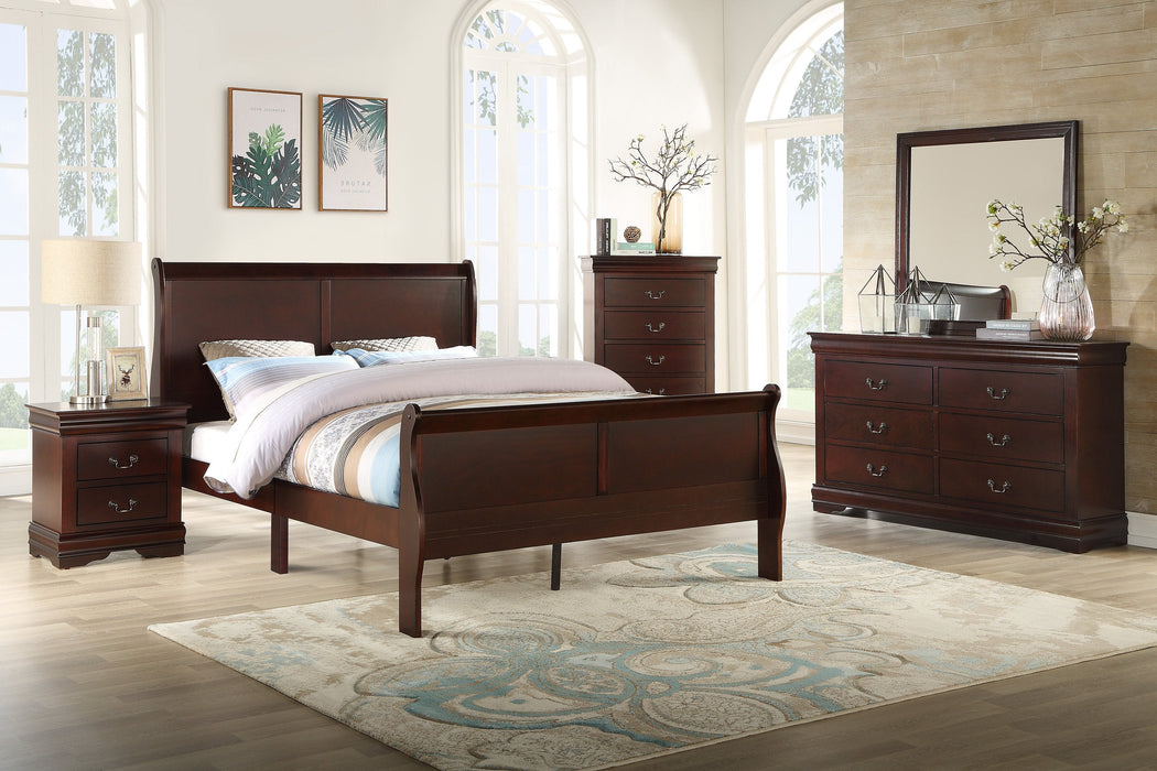 Louis Philip Cherry Full Sleigh Bed - Lara Furniture