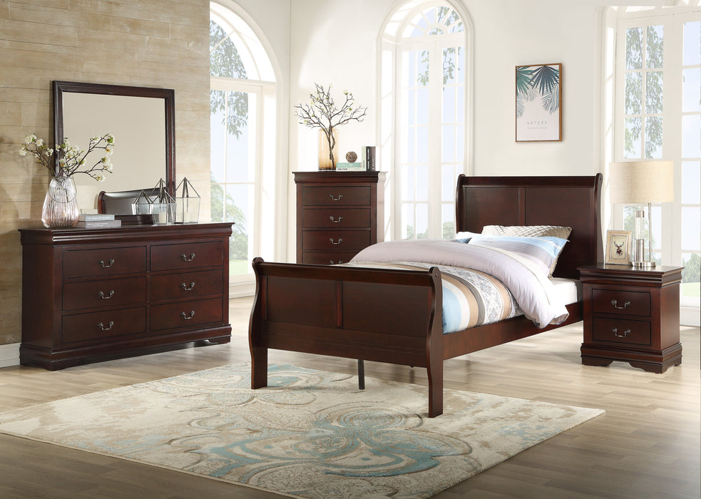  Louis Philip Cherry Youth Sleigh Bedroom Set - Lara Furniture