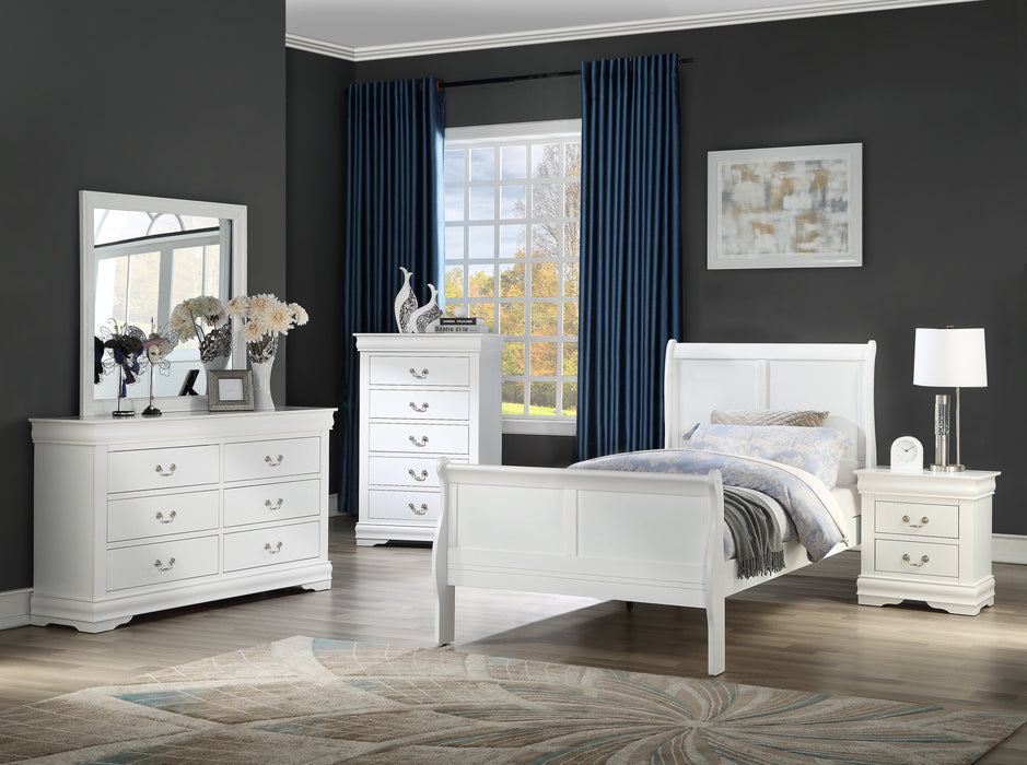 Louis Philip White Full Sleigh Bed - Lara Furniture