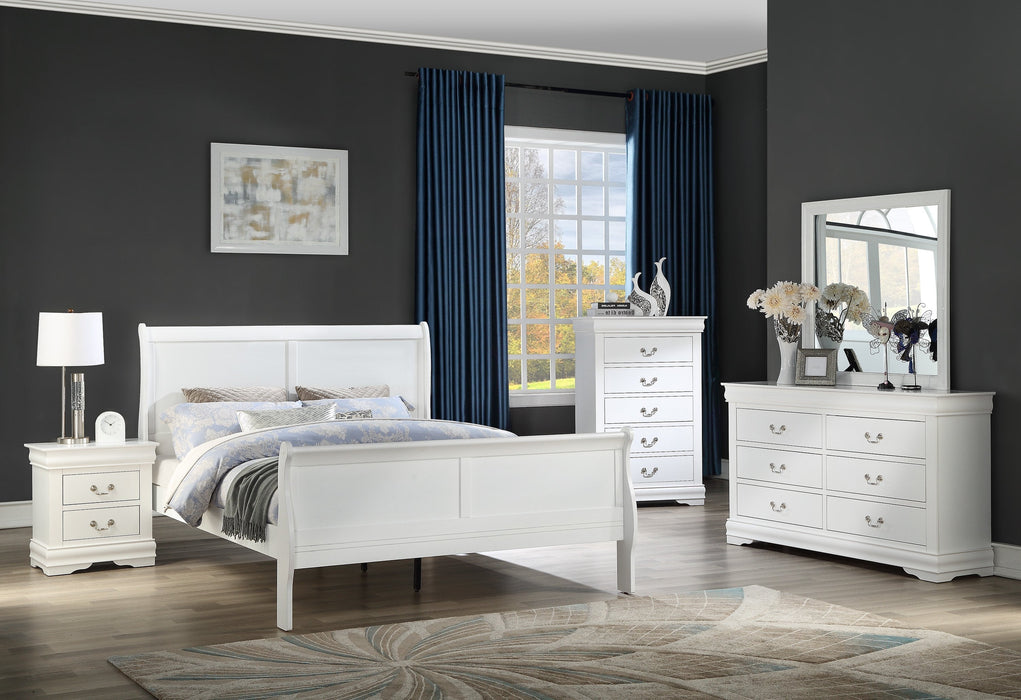 Louis Philip White King Sleigh Bed - Lara Furniture