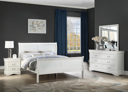 Louis Philip White Sleigh Bedroom Set - Lara Furniture