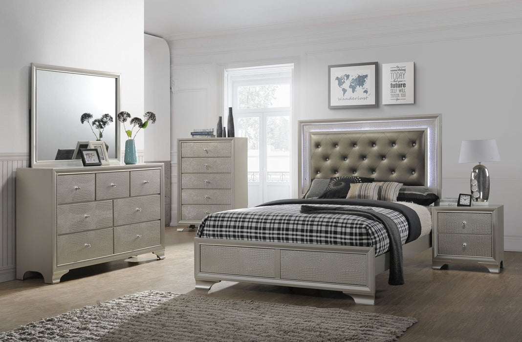 Lyssa Champagne King Panel Bed - Lara Furniture