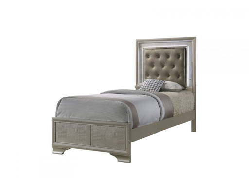 Lyssa Champagne Twin Panel Bed - Lara Furniture