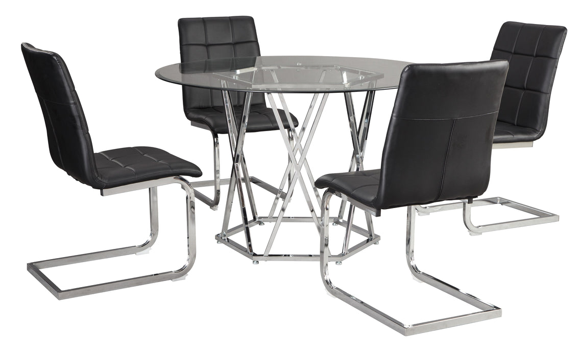 Madanere Black-Chrome 5-Piece Dining Room Set - Lara Furniture