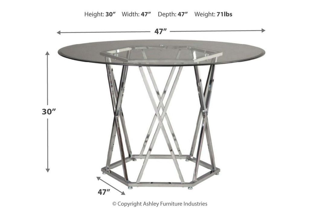 Madanere Chrome Finish Dining Table - D275-15 - Lara Furniture