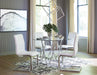 Madanere White-Chrome 5-Piece Dining Room Set - Lara Furniture