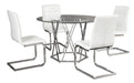 Madanere White-Chrome 5-Piece Dining Room Set - Lara Furniture