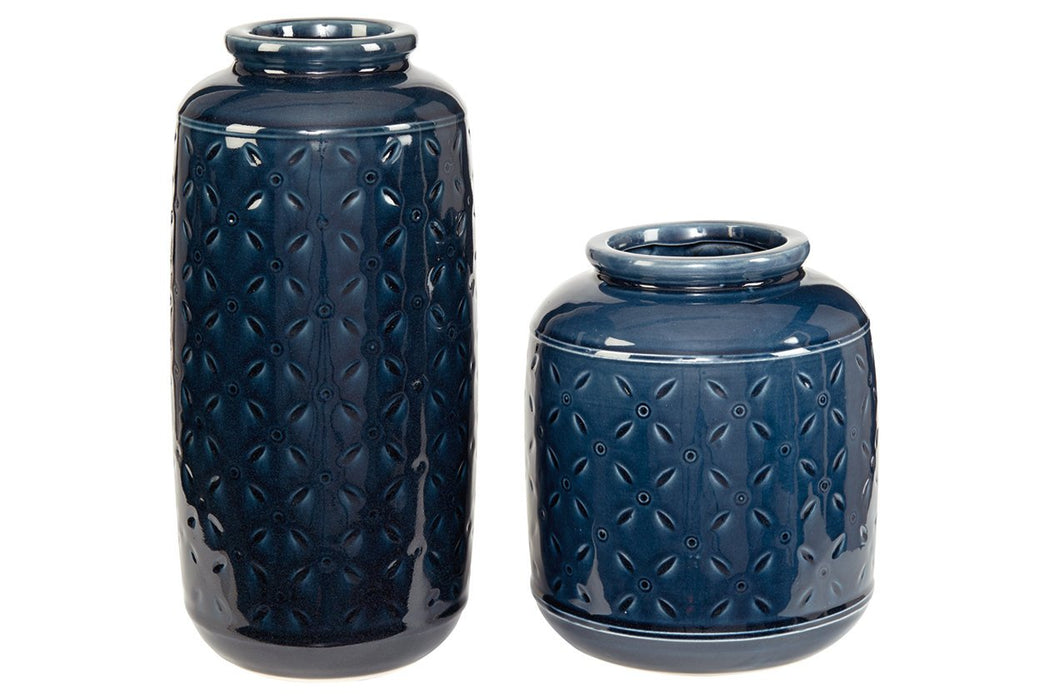 Marenda Navy Blue Vase (Set of 2) - A2000130 - Lara Furniture