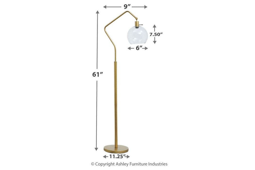 Marilee Antique Brass Finish Floor Lamp - L207151 - Lara Furniture