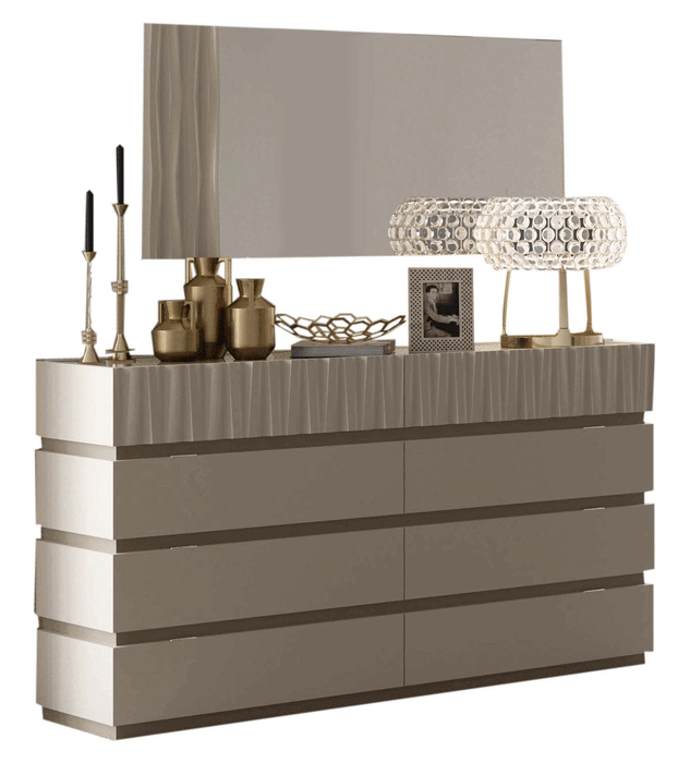 Marina Dresser/Mirror Taupe Set - Lara Furniture