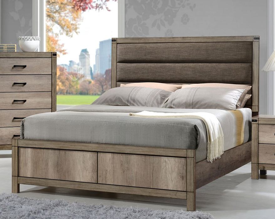 Matteo Light Brown King Panel Bed - Lara Furniture