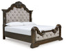 Maylee King Upholstered Bed with Dresser and Nightstand in Dark Brown - PKG019201