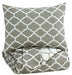 Media Gray/White 3-Piece Full Comforter Set - Q790003F - Lara Furniture