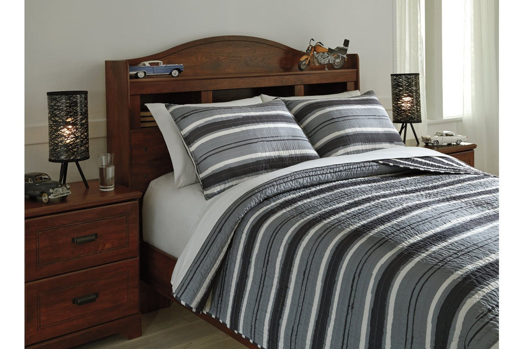 Merlin Gray/Cream 3-Piece Full Coverlet Set - Q420003F - Lara Furniture