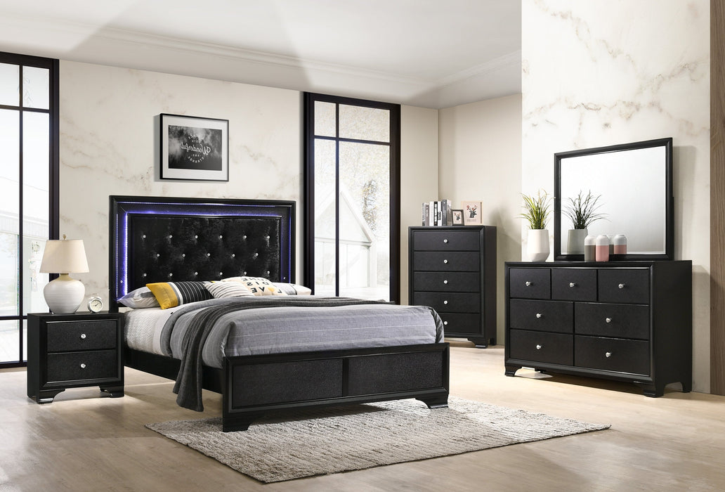 Micah Black LED Panel Bedroom Set - Lara Furniture