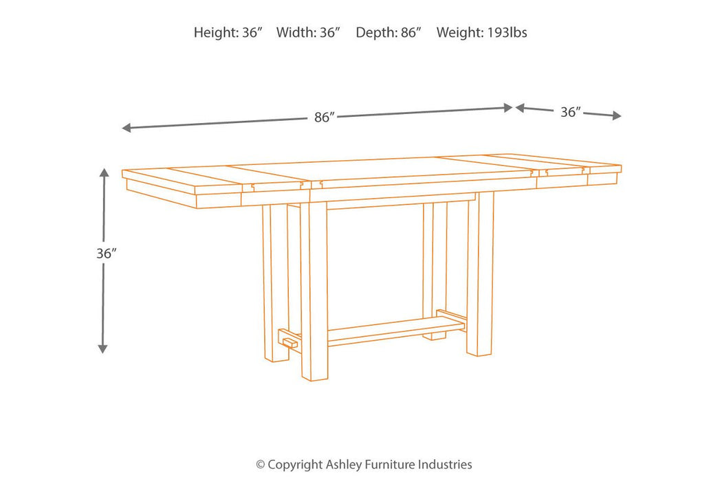 Moriville Grayish Brown Counter Height Dining Extension Table - D631-32 - Lara Furniture