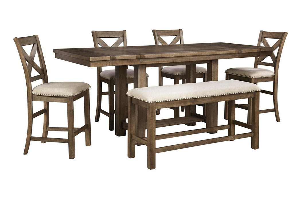 Moriville Grayish Brown Counter Height Dining Extension Table - D631-32 - Lara Furniture