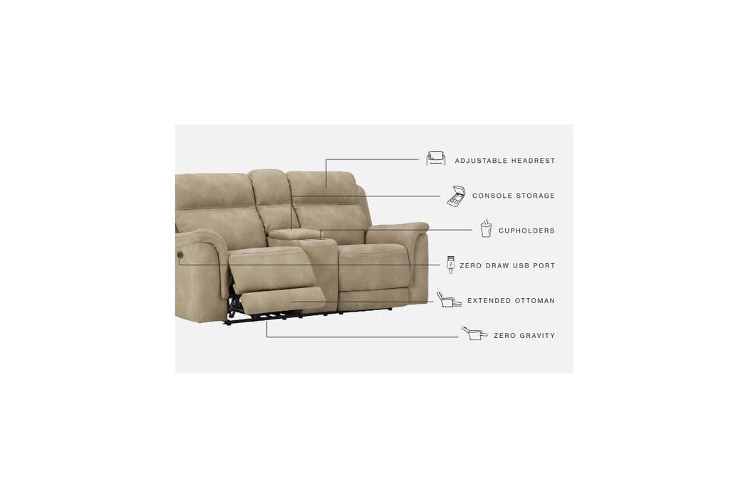 Next-Gen DuraPella Sand Power Reclining Loveseat with Console - 5930218 - Lara Furniture