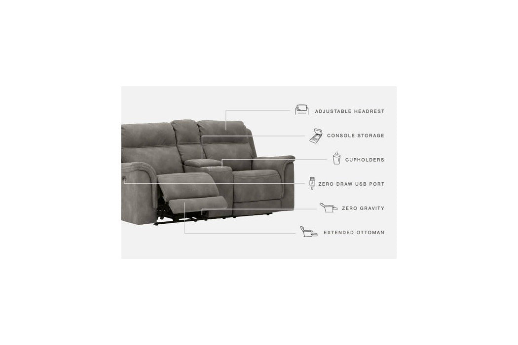 Next-Gen DuraPella Slate Power Reclining Loveseat with Console - 5930118 - Lara Furniture