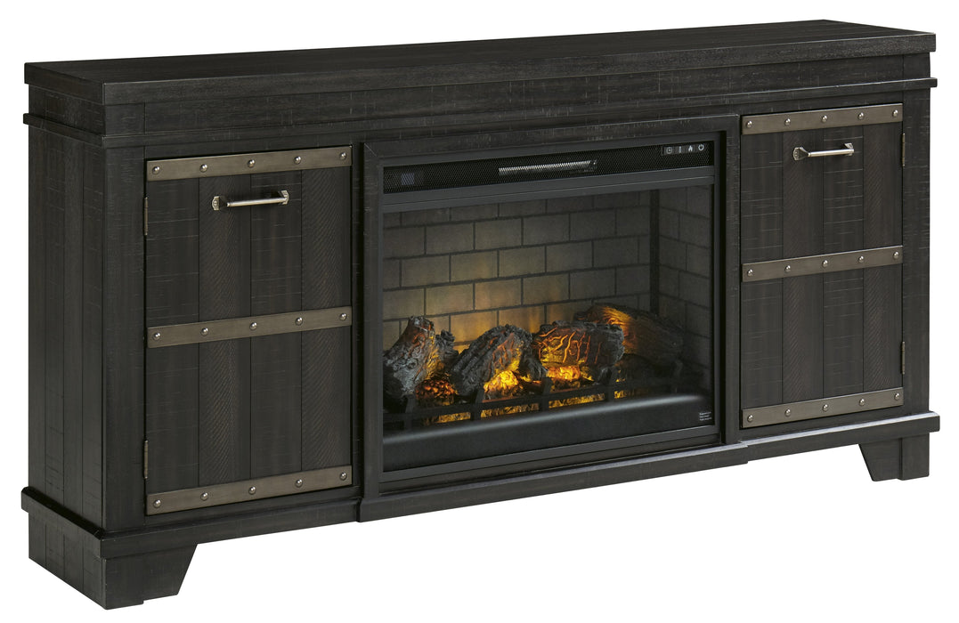 Noorbrook Black XL TV Stand w/Fireplace Option - Lara Furniture