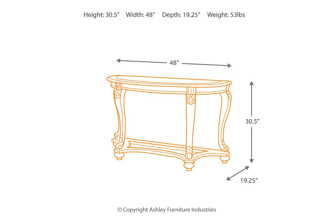 Norcastle Dark Brown Sofa/Console Table - T499-4 - Lara Furniture